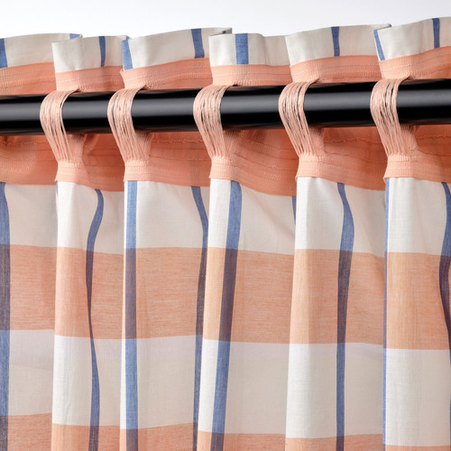 GLANSHAGTORN Curtain, 1 piece, orange white/blue, 300x250 cm