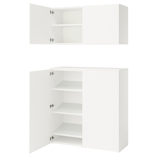 PLATSA Storage combination with doors, white Fonnes/white, 122x42x220 cm