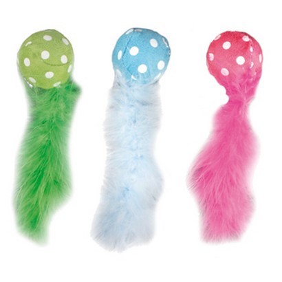 Flamingo Cat Toy Ball with Feather Tail, 1pc, assorted colours