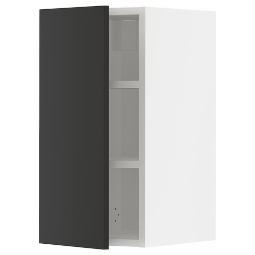 METOD Wall cabinet with shelves, white/Nickebo matt anthracite, 30x60 cm