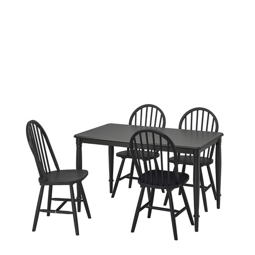 DANDERYD / SKOGSTA Table and 4 chairs, black/black, 130 cm