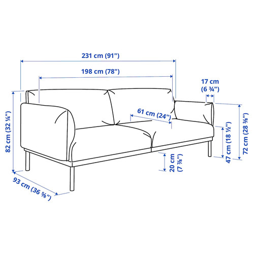 ÄPPLARYD 3-seat sofa, Lejde light grey