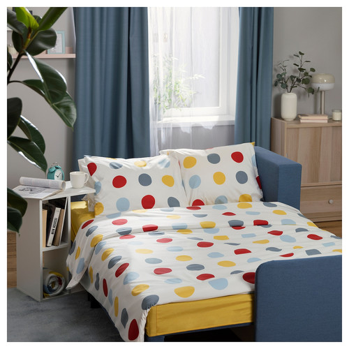 BRUKSVARA Duvet cover and 2 pillowcases, multicolour/dot pattern, 200x200/50x60 cm