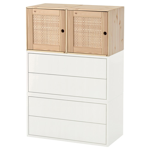 EKET / VÄLJARE Wall-mounted cabinet combination, white/pine, 70x35x105 cm