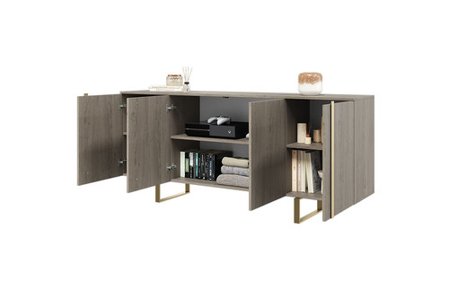 Four-Door Cabinet Verica 200cm, biscuit oak/gold legs