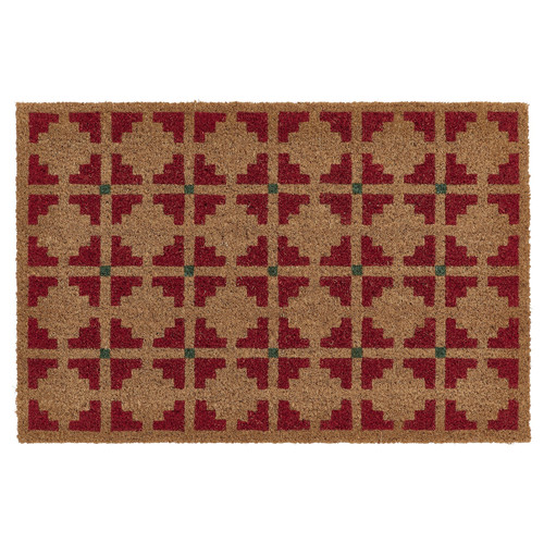 VATTENTORN Door mat, indoor, natural/red, 40x60 cm