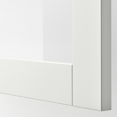 BESTÅ Storage combination w doors/drawers, white/Lappviken/Stubbarp white clear glass, 120x42x213 cm