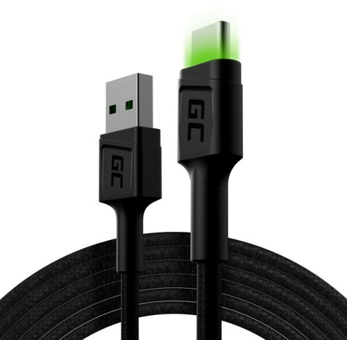 Green Cell Cable Ray USB-A - USB-C Green LED 200cm with support for Ultra Charge QC3.0 fast charging