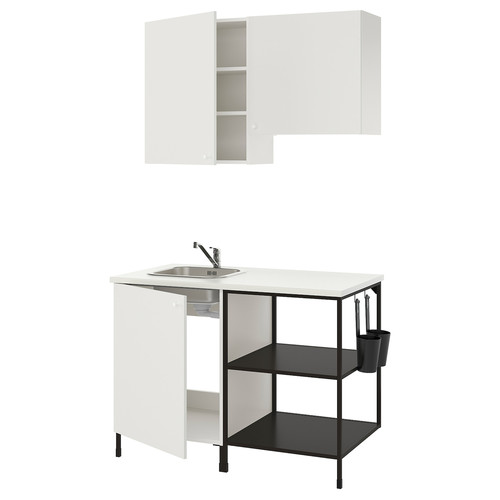 ENHET Kitchen, anthracite, white, 123x63.5x222 cm