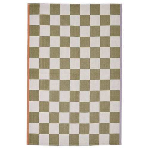 KLASSRUM Rug, flatwoven, white/green, 133x195 cm