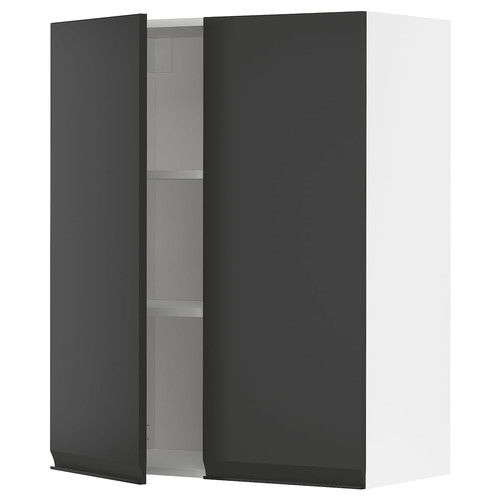 METOD Wall cabinet with shelves/2 doors, white/Upplöv matt anthracite, 80x100 cm