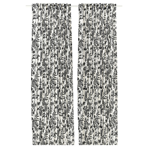 ROTVECKLARE Curtains, 1 pair, white/anthracite, 145x300 cm