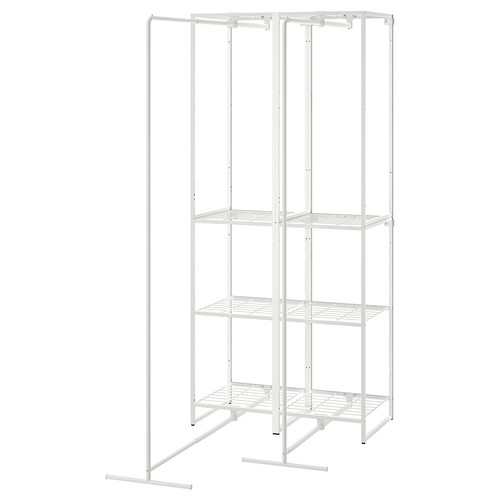 JOSTEIN Shelving unit with drying rack, in/outdoor/wire white, 82x53/117x180 cm