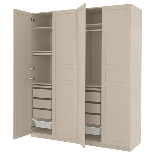 PAX / FLISBERGET Wardrobe combination, grey-beige/grey-beige, 200x60x236 cm