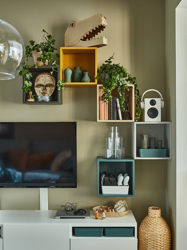 EKET Wall-mounted shelving unit, white stained oak effect, 35x25x35 cm