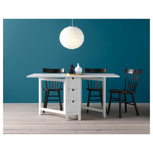 NORDEN Gateleg table, white, 26/89/152x80 cm