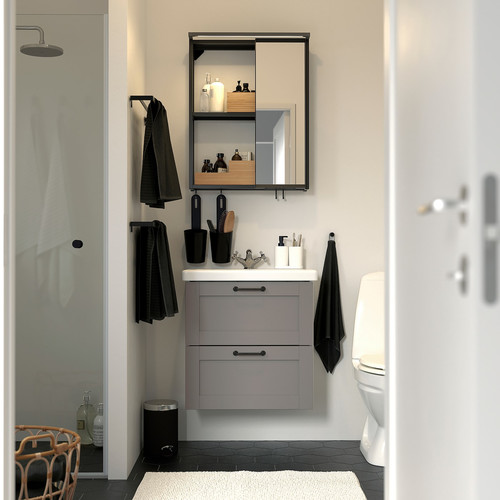 ENHET Bathroom, anthracite/grey frame, 64x43x65 cm