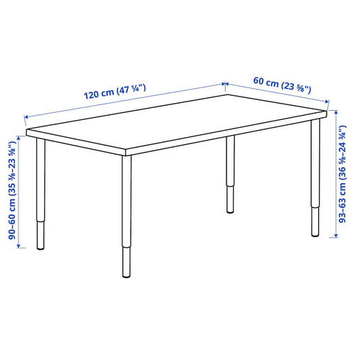 MITTCIRKEL / OLOV Desk, lively pine effect/black, 120x60 cm