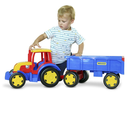 Giant Tractor and Trailer Set 120cm, assorted colours, 12m+