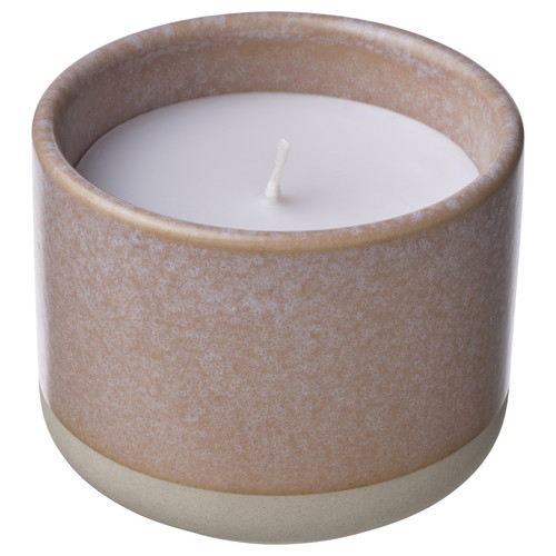 LUGNARE Scented candle in ceramic jar, Jasmine/pink, 25 hr