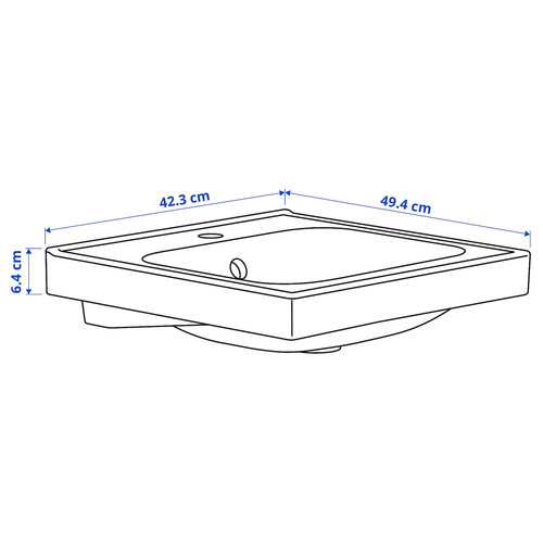 ORRSJÖN Wash-basin with water trap, white, 42x49 cm