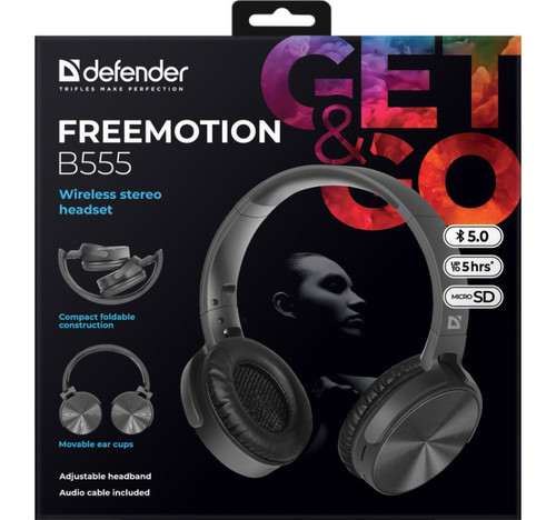 Defender Headset Headphones Wireless FreeMotion B555, black