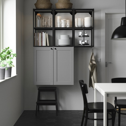 ENHET Wall storage combination, anthracite, grey frame, 120x30x150 cm