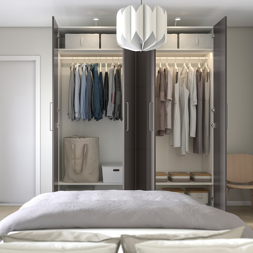 PAX/MERÅKER Wardrobe, white/dark grey, 200x60x236 cm