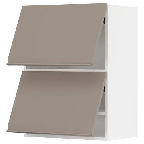 METOD Wall cabinet horizontal w 2 doors, white/Upplöv matt dark beige, 60x80 cm