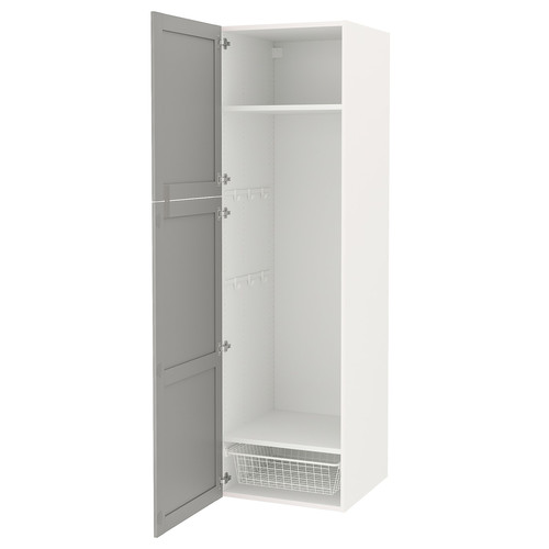 ENHET High cabinet storage combination, white/grey frame, 60x62x210 cm