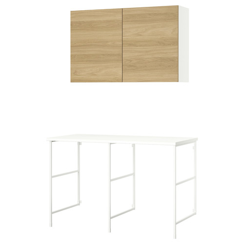 ENHET Storage combination, white/oak effect, 139x63.5x90.5 cm