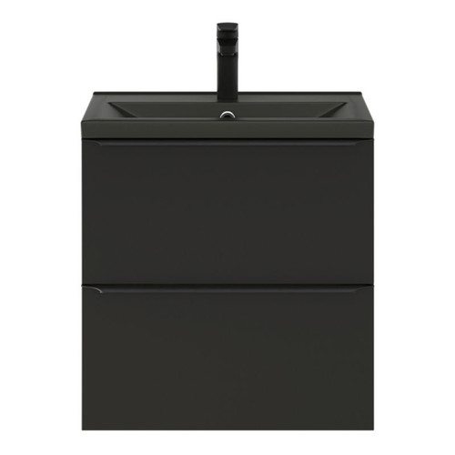 Goodhome Wall-mounted Basin Cabinet Imandra Slim 60cm, matt black