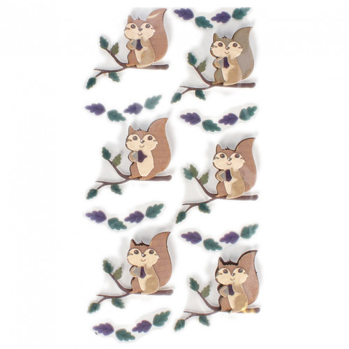 Christmas 3D Decorative Stickers Squirrels 6pcs