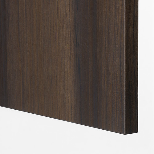 STORKLINTA Door with hinges, dark brown/oak effect, 50x229 cm