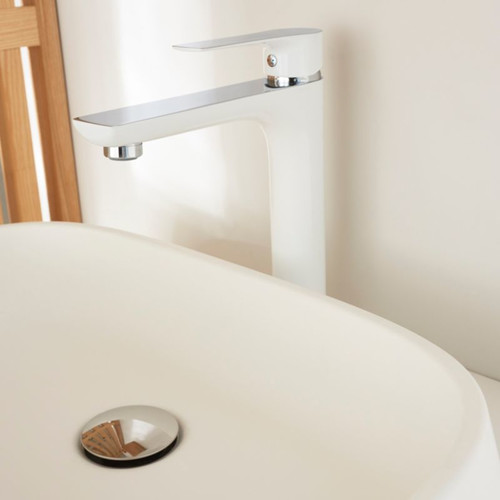 GoodHome High Bathroom Sink Tap Wicie, white