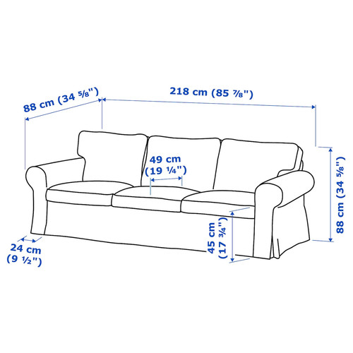 EKTORP 3-seat sofa, Hakebo dark grey