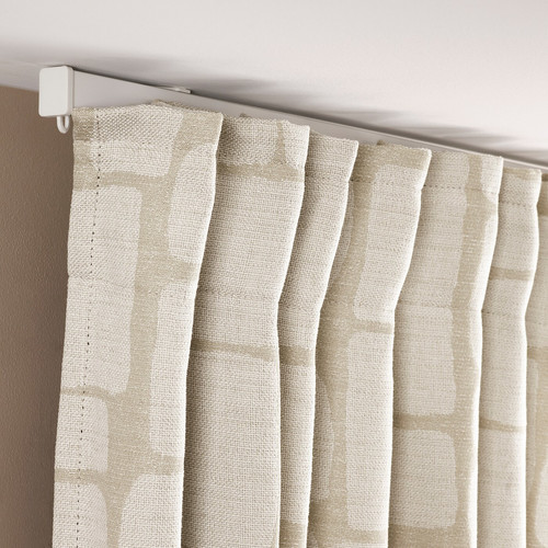 LÖNNSTÄVMAL Block-out curtains, 1 pair, beige, 145x300 cm