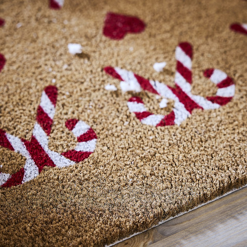 VINTERFINT Door mat, heart pattern natural, 60x90 cm