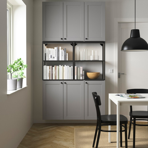 ENHET Wall storage combination, anthracite, grey frame, 120x30x225 cm