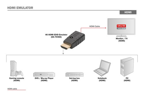 DIGITUS 4K HDMI EDID Emulator 4K 60Hz UHD HDCP 2.2