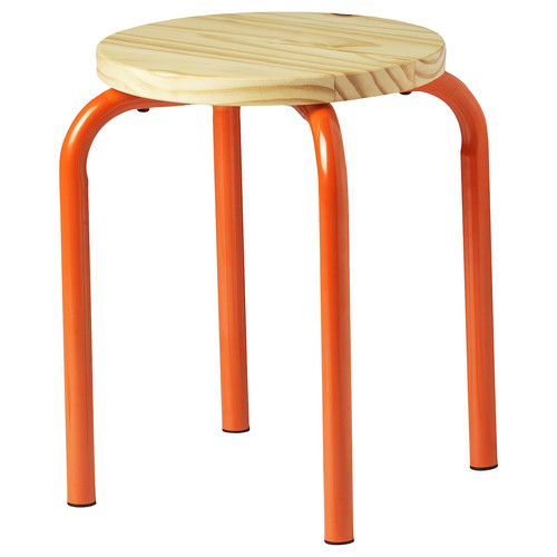 DOMSTEN Stool, orange/pine