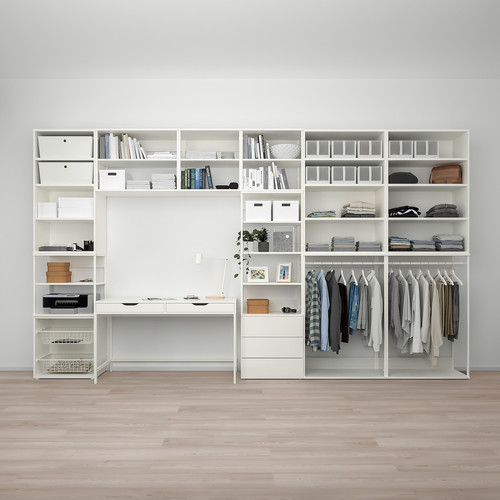 PLATSA Storage comb w 6 doors+3 drawers, white, Fonnes white, 420x42x241 cm