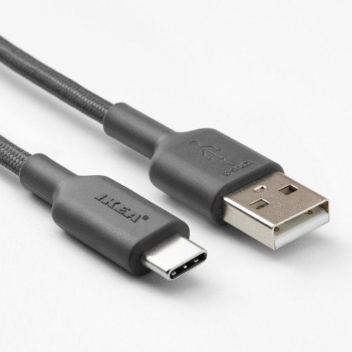 LILLHULT USB-A na USB-C, ciemnoszary, 1.5 m