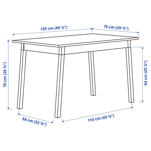 PINNTORP / STEFAN Table and 4 chairs, light brown stained white stained/Knisa grey/beige, 125 cm