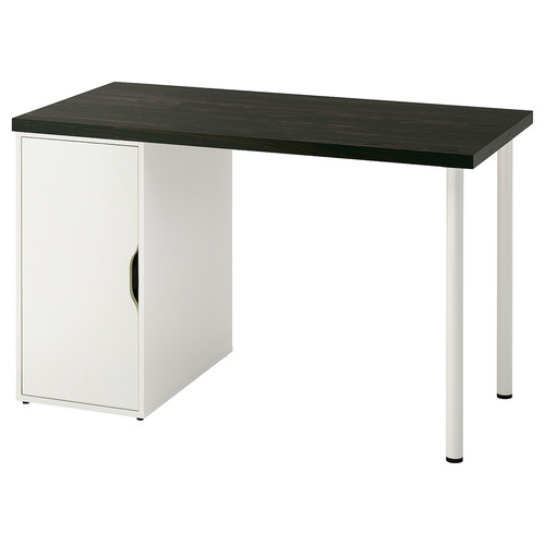 LAGKAPTEN / ALEX Desk, black-brown/white, 120x60 cm