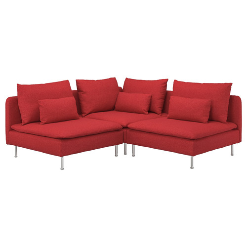 SÖDERHAMN Corner sofa, 3-seat, Tonerud red