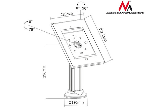 Maclean Desk Stand with the Lock for Tablet iPad 2/3/4/Air/Air2 MC-677