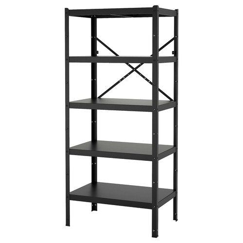 BROR Shelving unit, black, 85x55x190 cm