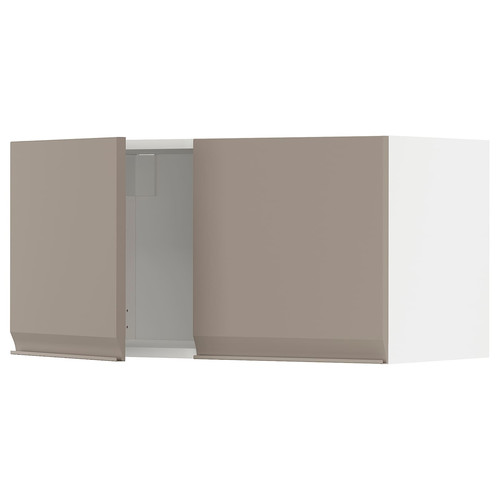 METOD Wall cabinet with 2 doors, white/Upplöv matt dark beige, 80x40 cm