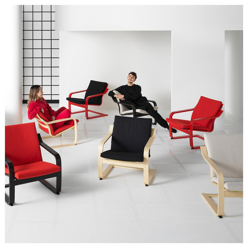 POÄNG Low-back armchair, black/Vissle red